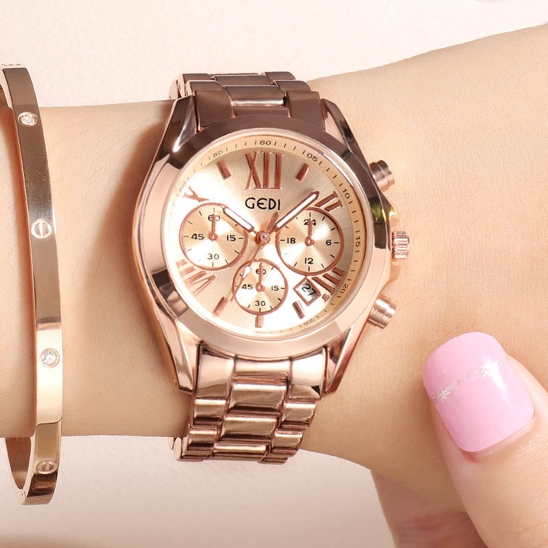 Luxury Rose Gold Women Casual  - Luxury Watch Unique 评论和价格