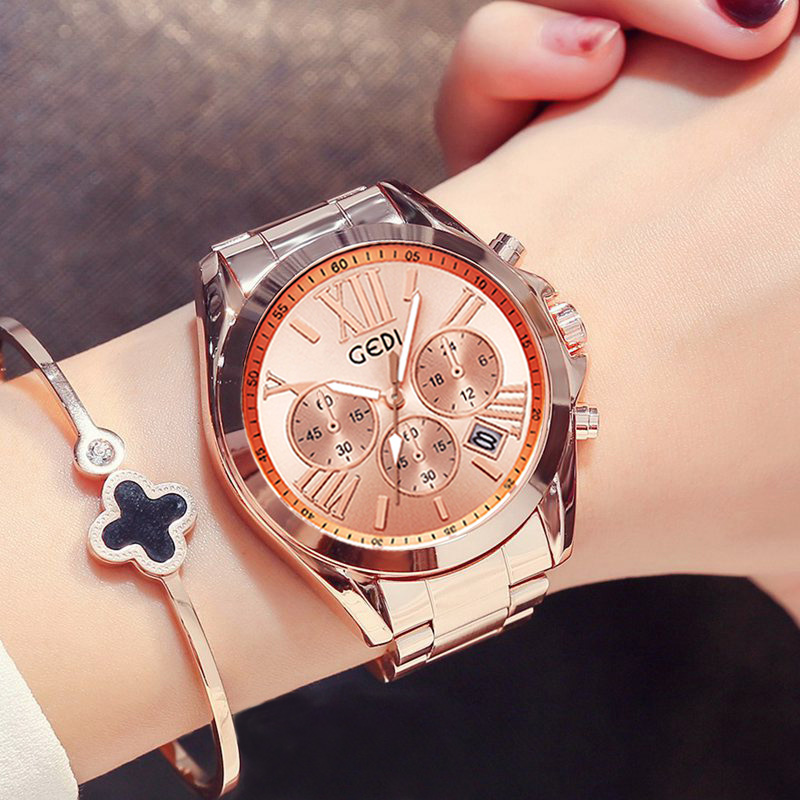 Luxury Rose Gold Women Casual  - Luxury Watch Unique 评论和价格