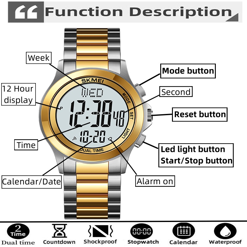 Skmei Mens Led Chronograph Bra - Minute Repeater Watch 评论和价格