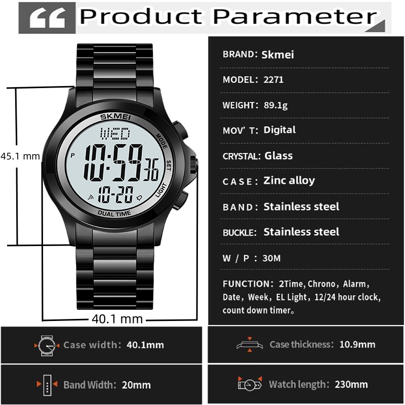 Skmei Mens Led Chronograph Bra - Minute Repeater Watch 评论和价格