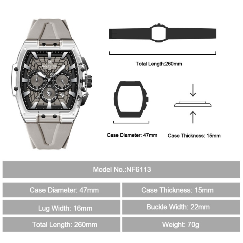 NF6113 NAVIFORCE Men's Multifu - Minute Repeater Watch 评论和价格