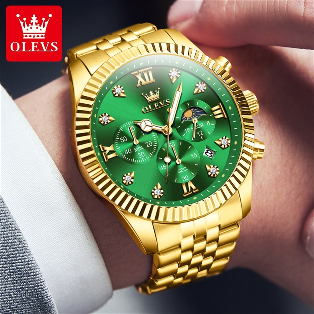 OLEVS 2932 Men Watch All Gold  - Moonphase Complication Watch 评论和价格
